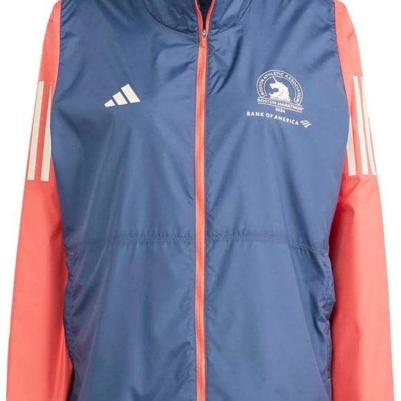 Adidas Running weatherproof jacket size M + exclusive 128th BAA marathon pin - Picture 6 of 6